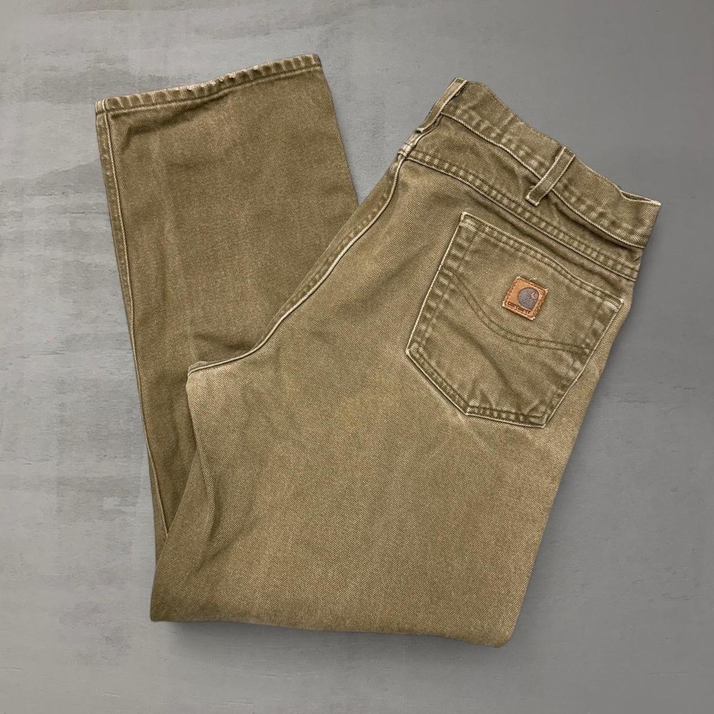 Vintage Carhartt Mens Brown Canvas Work Pants Relaxed Fit‎ B161 BRK Bark 36 x 29